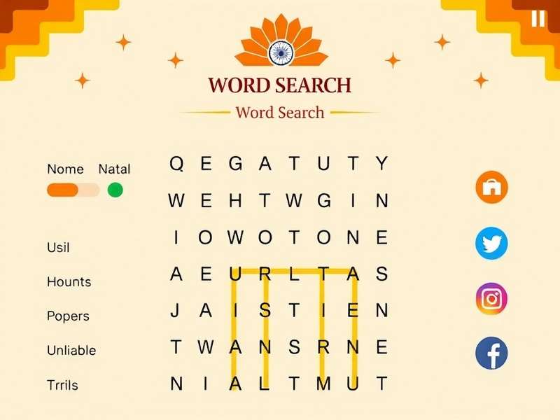 Word Search Game in Indian Cultural Theme Word Search Game Interface with Indian Theme